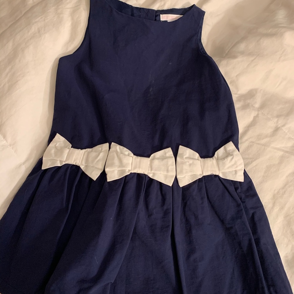 Janie and Jack Navy blue dress with white bows